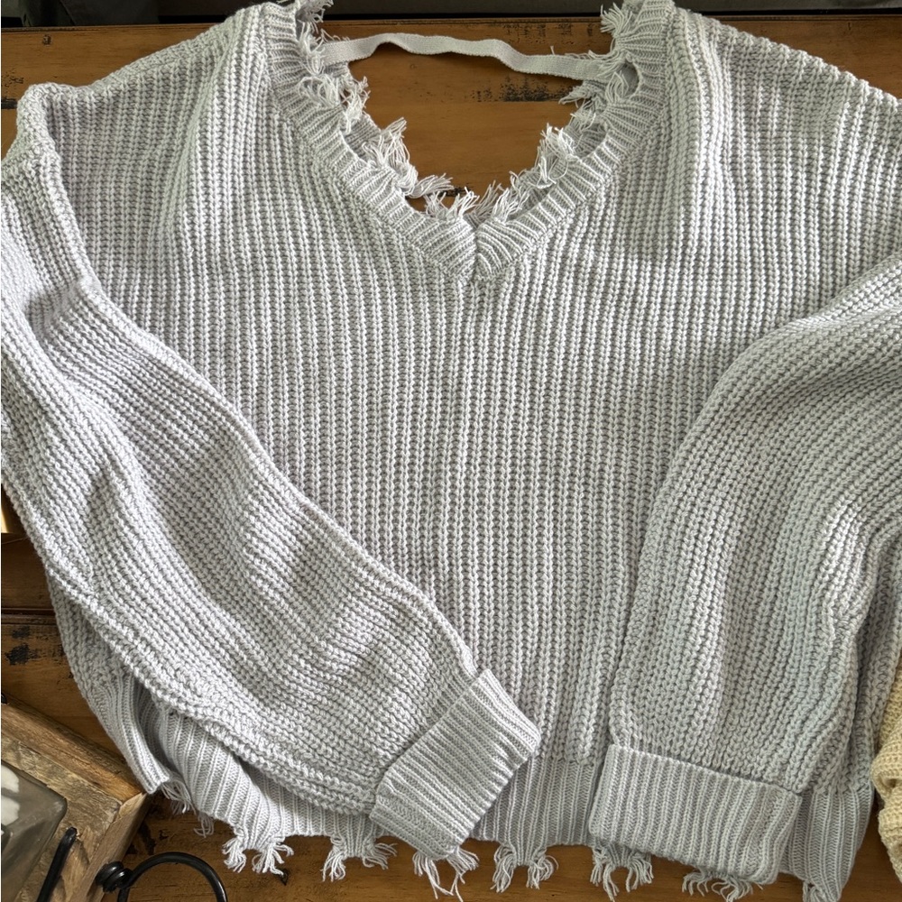 Knit sweater grey new without tags Rue21 distressed